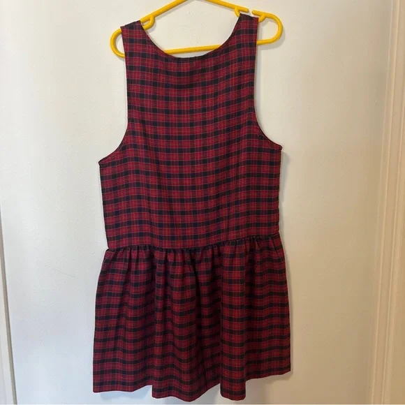 Vintage girls size 8 tartan plaid jumper overall dress buttons - Picture 9 of 9